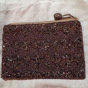 Amanda Smith Brown Bronze Beaded Wallet / Small Purse